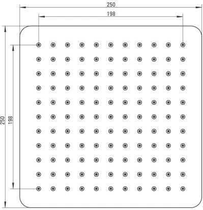 Deante plieno dušo galvutė – 250×250 mm