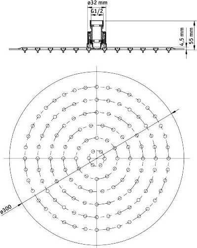 Deante plieno viršutinis dušas – 300 mm