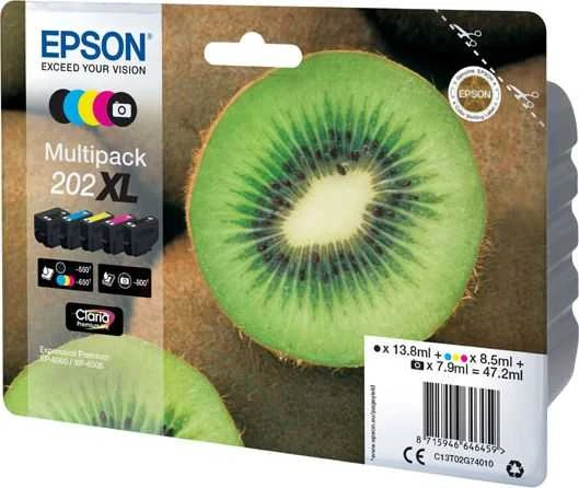 Epson Kiwi 202XL Originalus Juoda, Žydras, Rausvai raudona, Foto juoda, Geltona 1 vnt