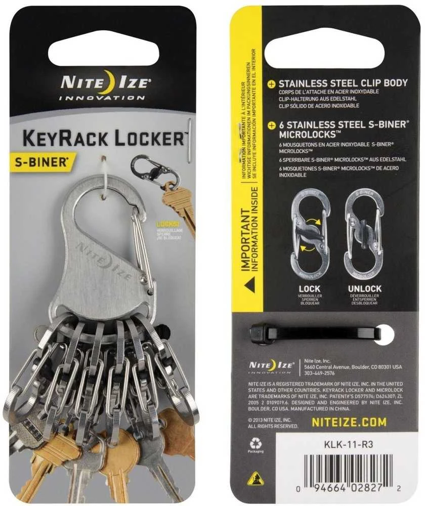 Raktų juosta Nite Ize KeyRack + 6x mikro karabino nerūdijantis plienas (KLK-11- R3)