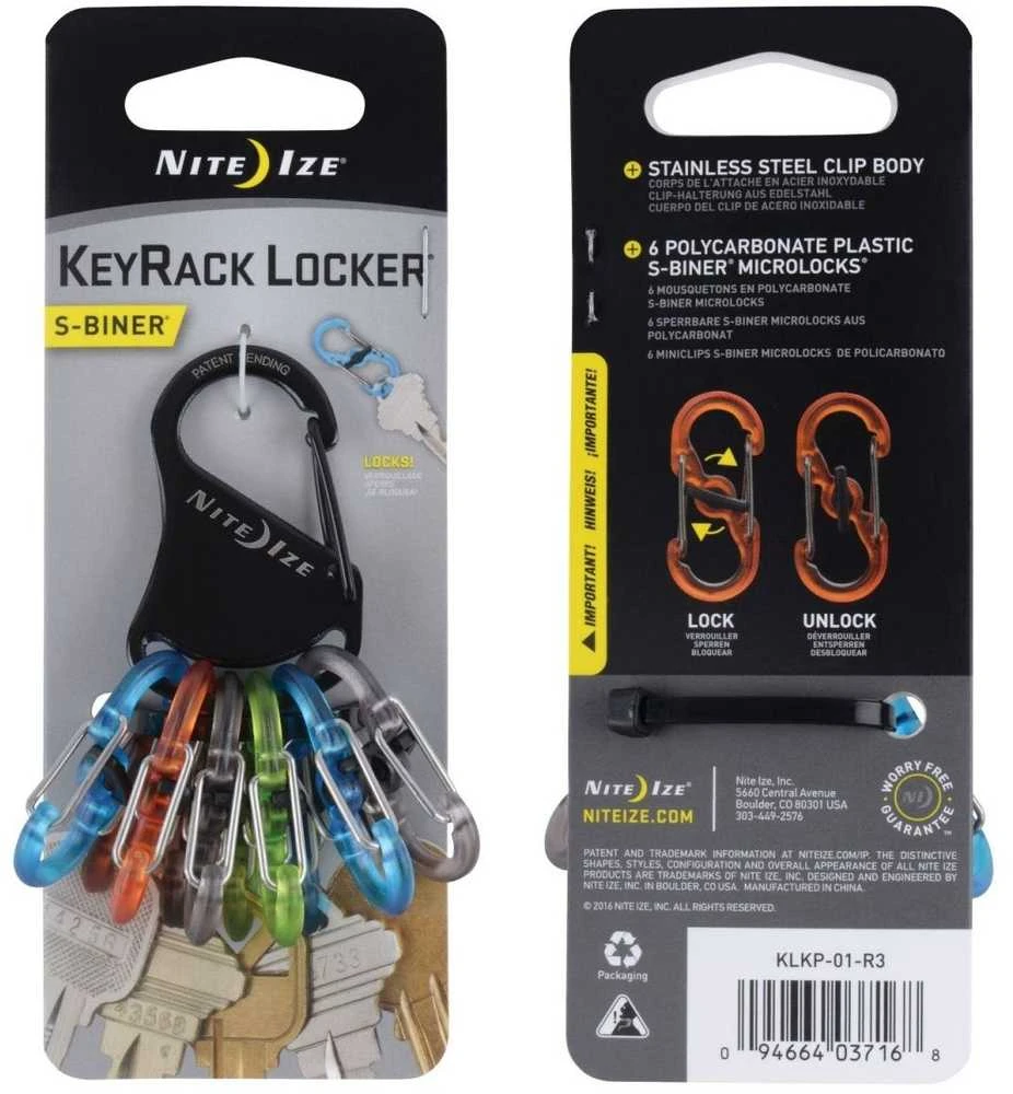 Raktų juosta Nite Ize KeyRack nerūdijantis plienas + 6x mikro karabino plastik( KLKP -01-R3)