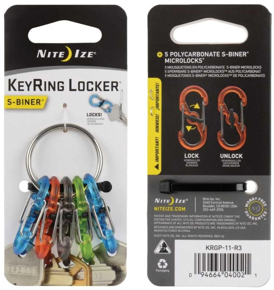 Raktų juosta Nite Ize KeyRing + 5x mikro karabinų skaidrus spalvų derinys (KRGP- 11- R3)