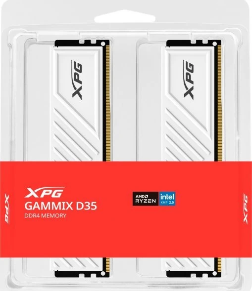 ADATA XPG Gammix D35, DDR4-3200 RAM, CL16, XMP 2.0 – 32 GB Dual Kit, baltas