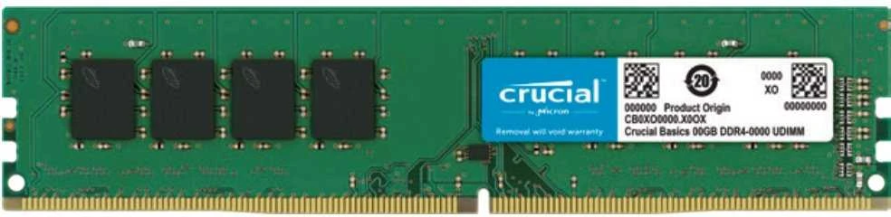 Crucial 4GB DDR4 atminties modulis iš viršaus