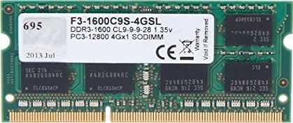 RAM Atmintis do laptopa G.Skill SODIMM, DDR3L, 4 GB, 1600 MHz, CL9 (F3-1600C9S-4GSL)