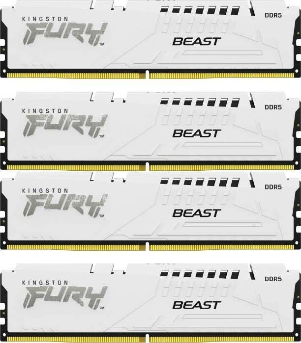 Keturi Kingston FURY Beast balti DDR5 atminties moduliai