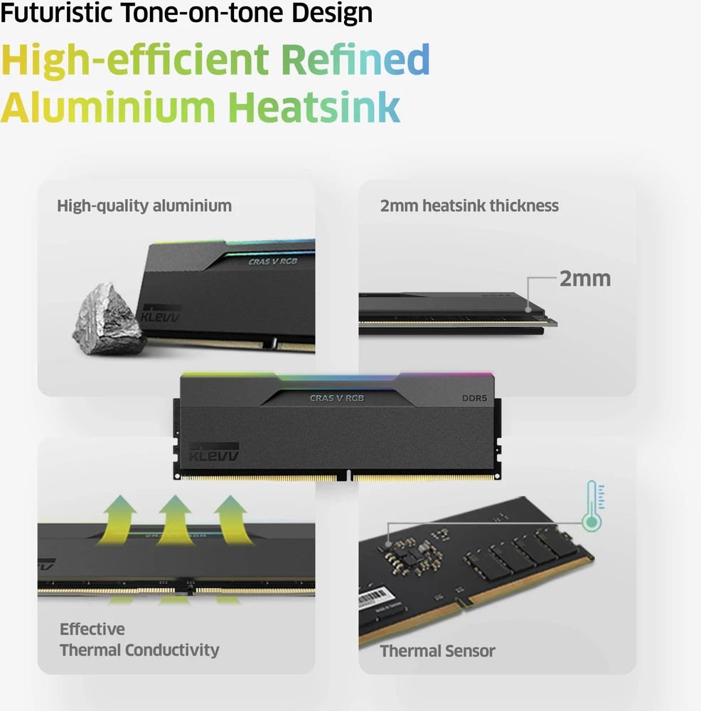 RAM Atmintis Klevv moduł pamięci 32 GB 2 x 16 GB DDR5 288-pin DIMM (KD5AGUA80-60B280G)