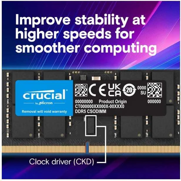 Nešiojamo kompiuterio atmintis Crucial Nešiojamojo kompiuterio atmintis DDR5 CSODIMM 32GB (1*32GB)/6400 CL52