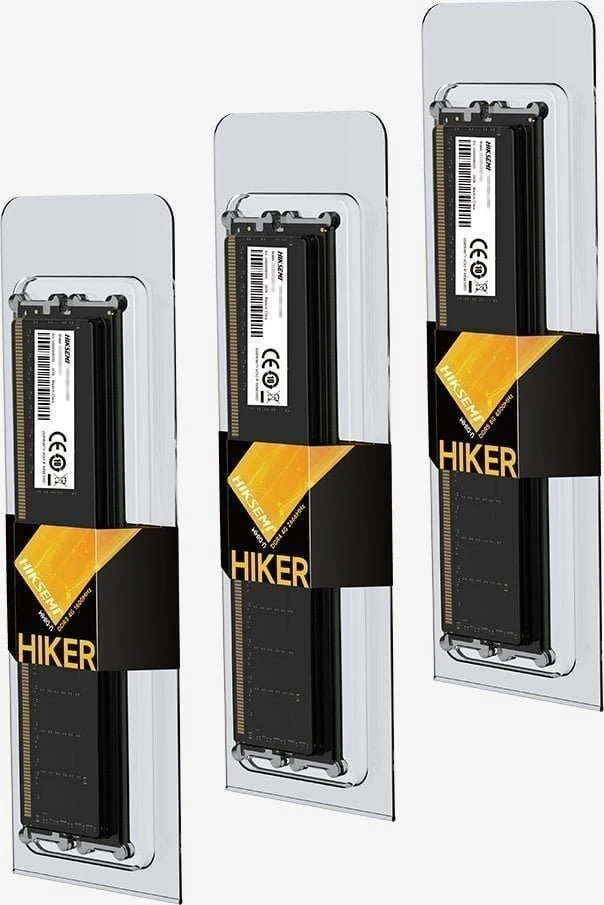 Trys HIKSEMI Hiker DDR5 atminties moduliai pakuotėse