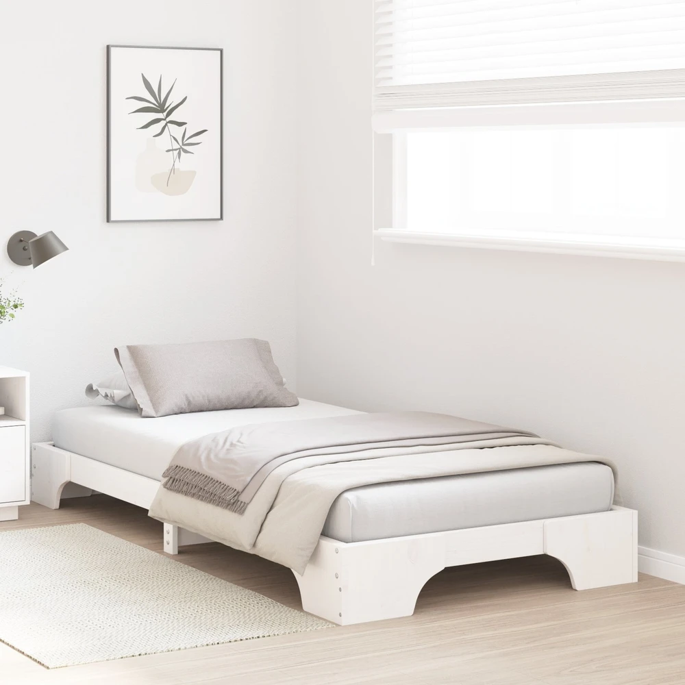 Lova Lovos rėmas Balta 90 x 200 cm Kietos pušies mediena