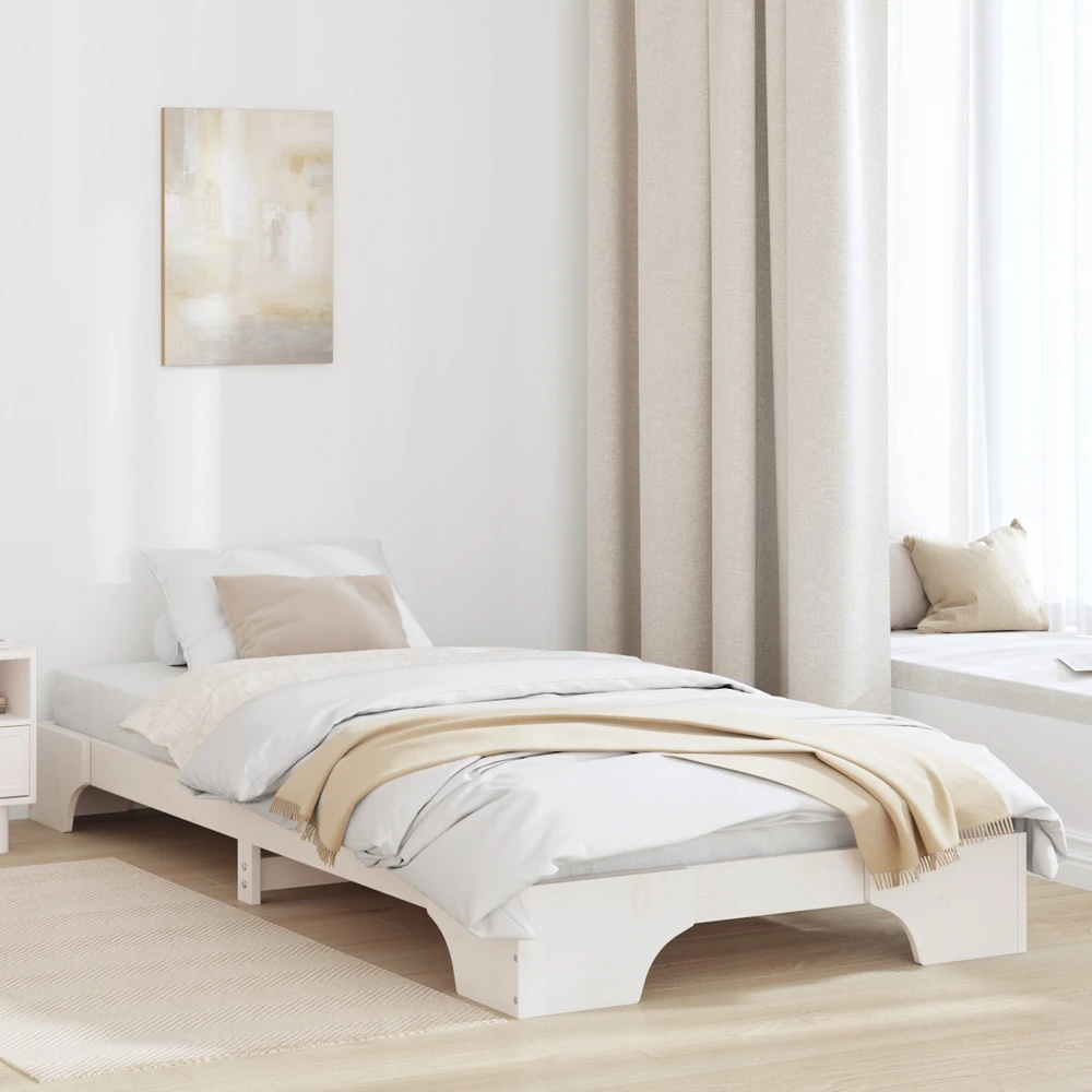 Lova Lovos rėmas Balta 90 x 200 cm Kietos pušies mediena