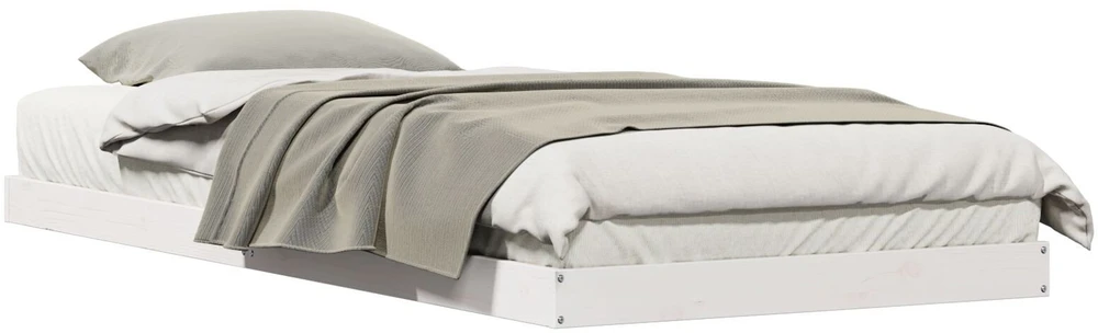 Lova Grindų lovos rėmas Balta 100 x 210 cm Kietos pušies mediena