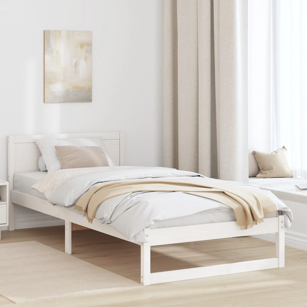 Lova Lovos rėmas Balta 100 x 200 cm Kietos pušies mediena