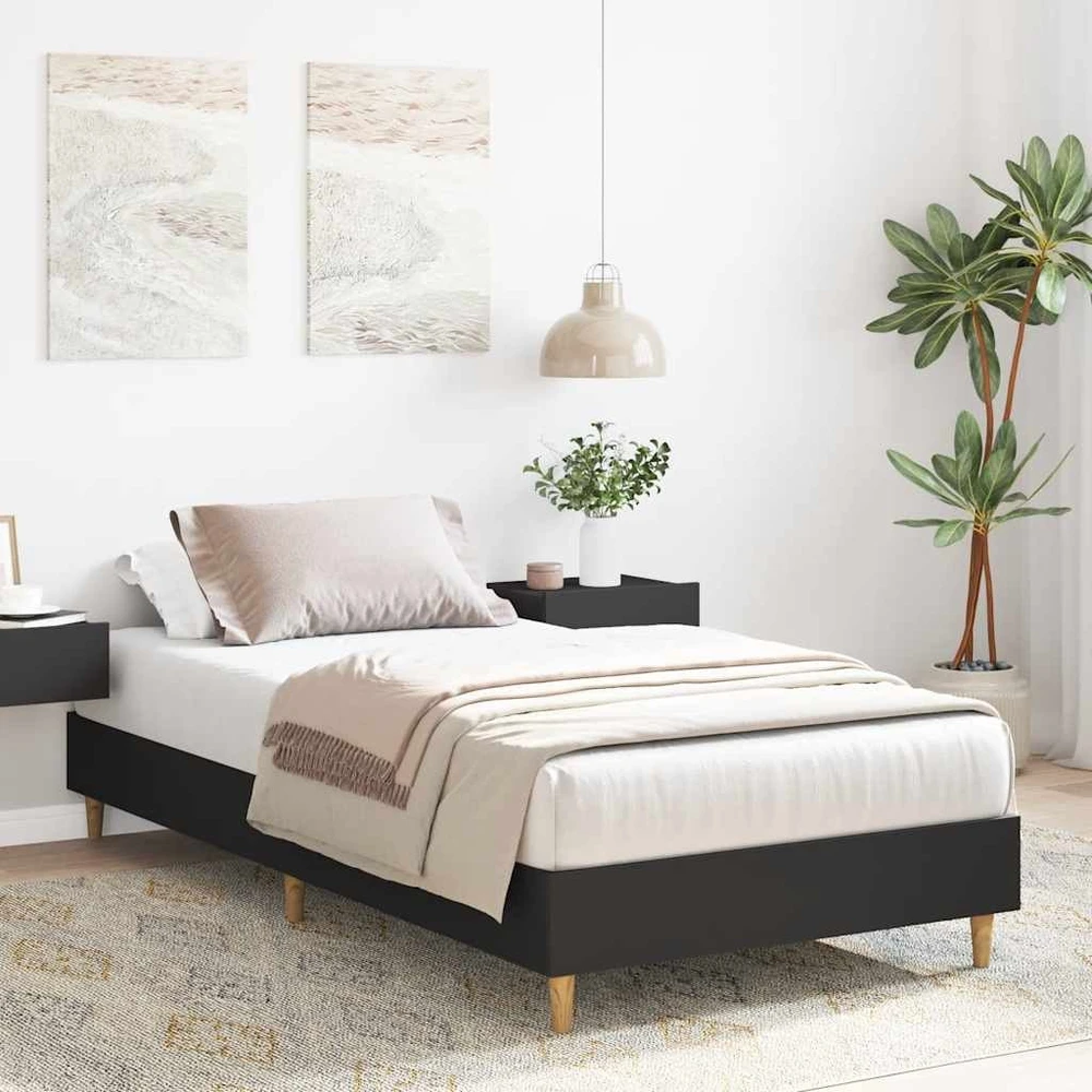 lovos rėmas be čiužinio juodas 90x190 cm inžinierinė mediena