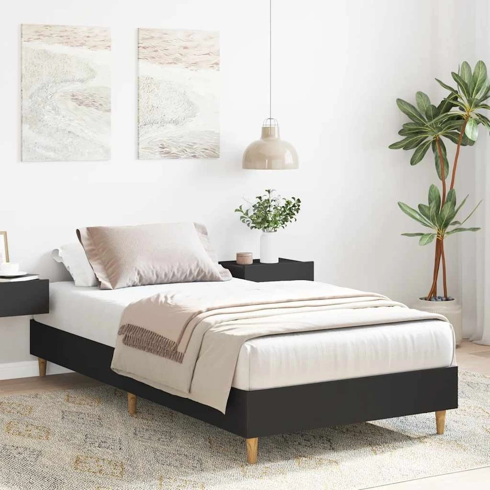 lovos rėmas be čiužinio juodas 90x200 cm inžinerinė mediena