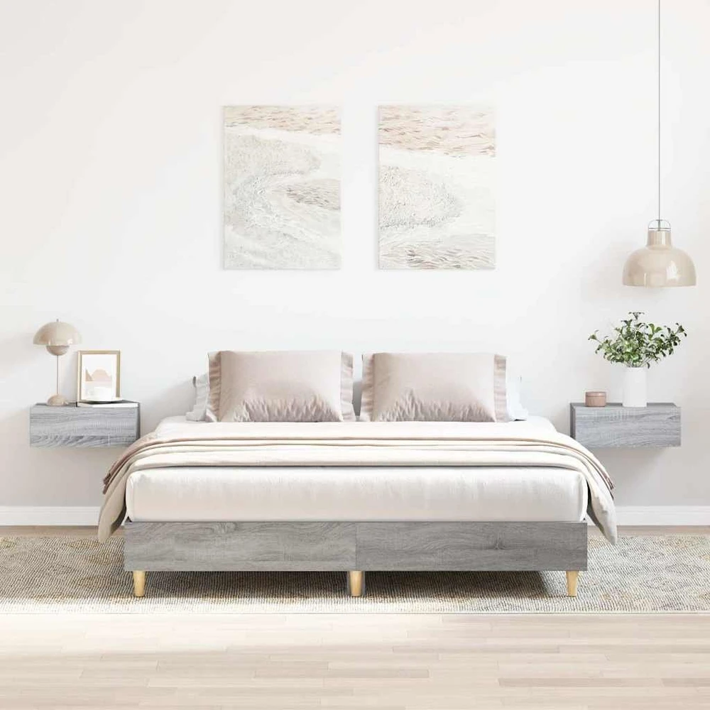 Lovos rėmas be čiužinio, pilkos ąžuolo, 150x200cm, mediena