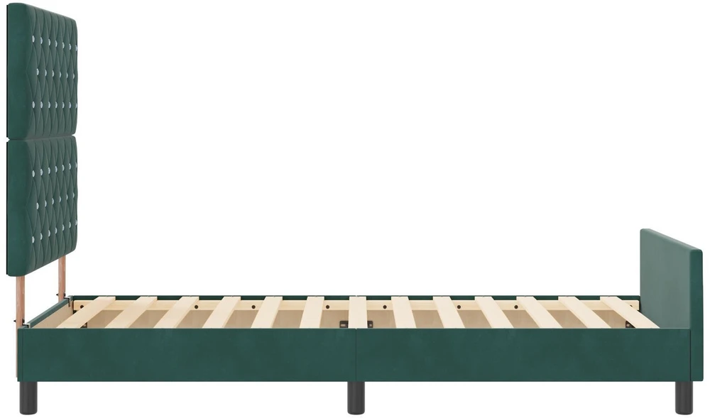Kiemas lova su galvūgalio Tamsiai žalia 100 x 200 cm Aksomas