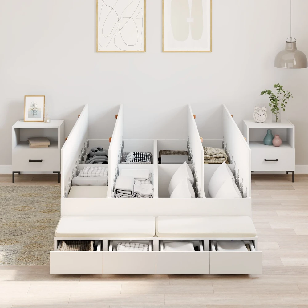 Lova su daiktų laikymo vieta Balta 120 cm Apdirbta mediena