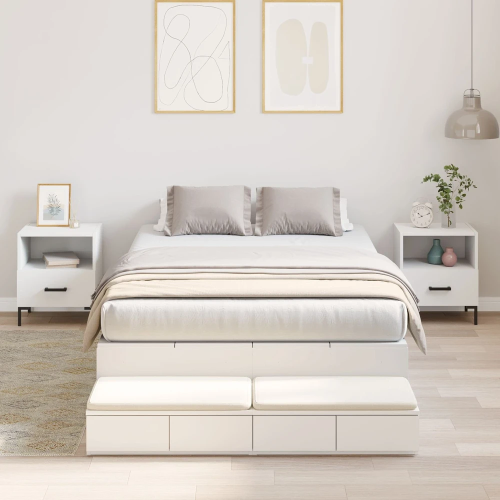 Lova su daiktų laikymo vieta Balta 120 cm Apdirbta mediena