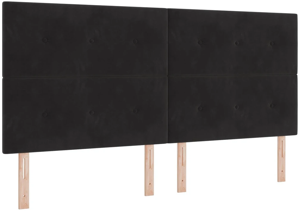 Kiemas lova su galvūgalio Juoda 200 x 200 cm Aksomas