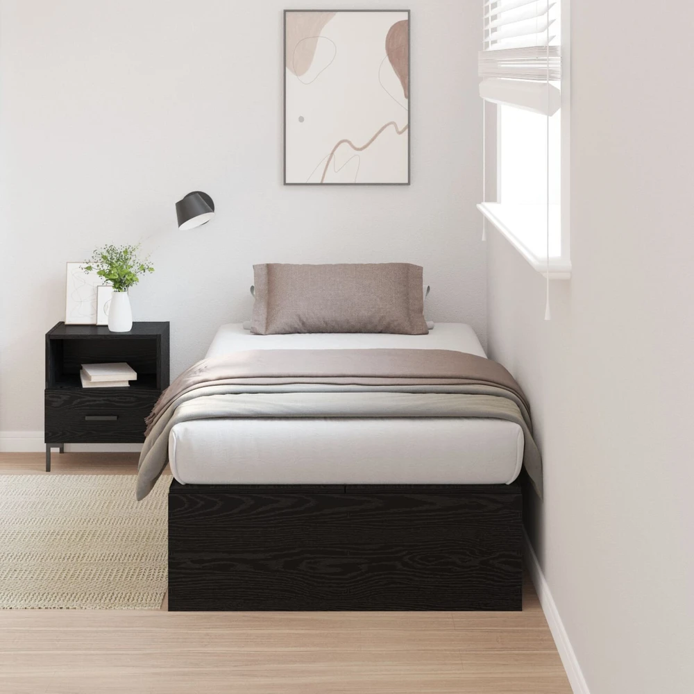 Lova su daiktų laikymo vieta Juodas ąžuolas 90 x 200 cm