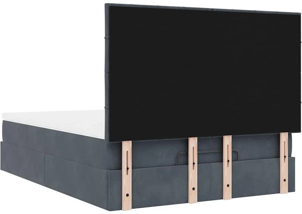 Osmanų lova su čiužiniais ir LED Tamsiai pilka 140x200cm Velvet