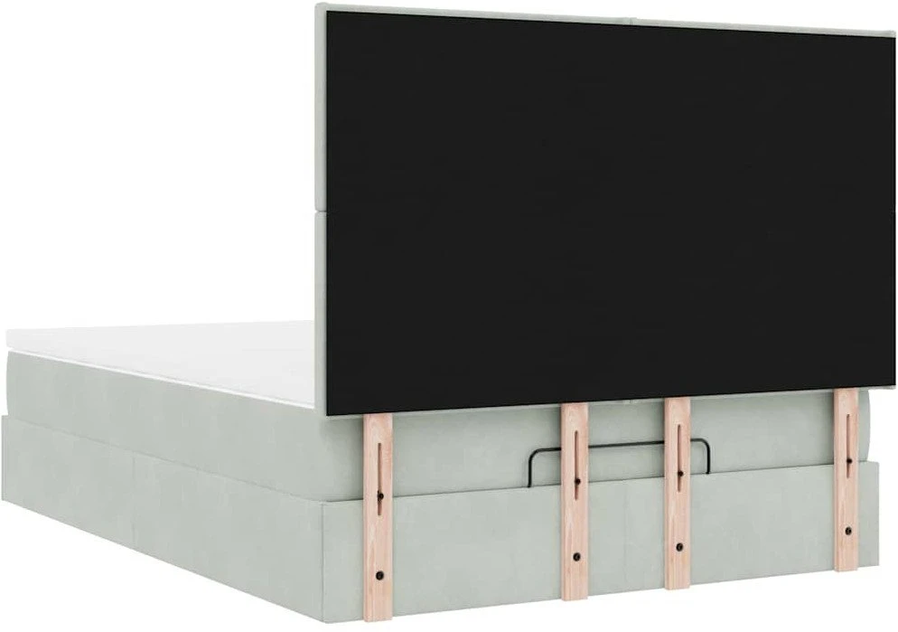 Osmanų lova su čiužiniais ir LED šviesiai pilka Velvet