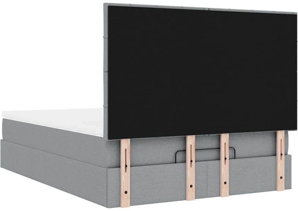 Osmanų lova su čiužiniu ir LED šviesiai pilka 140x190cm audinys