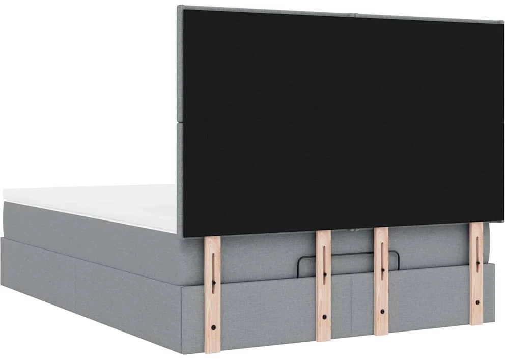Osmanų lova su čiužiniu ir LED šviesiai pilka 140x190cm audinys