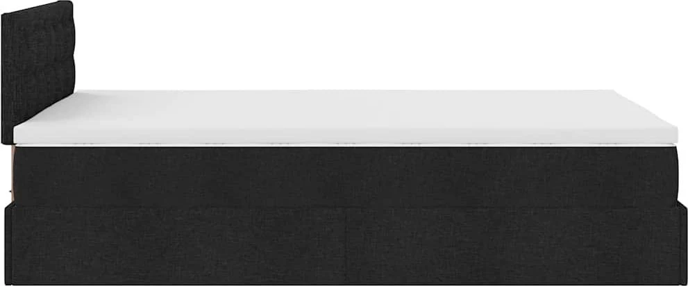 Osmanų lovos rėmas su čiužiniu, juodas, 120x200cm, audinys