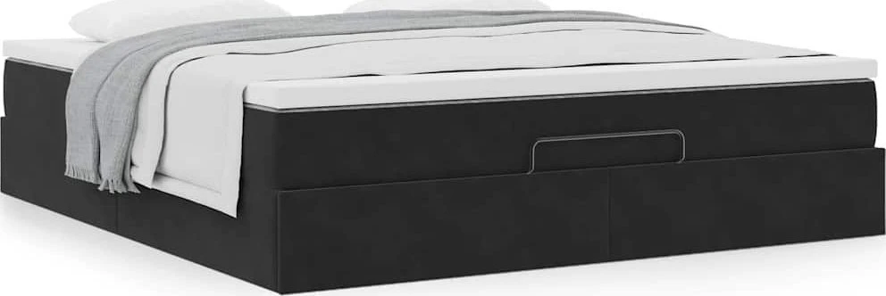Osmanų lova su čiužiniu Juodas 180x200cm Velvet