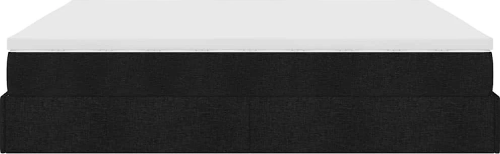 Osmanų lovos rėmas su čiužiniu, juodas, 180x200 cm, audinys