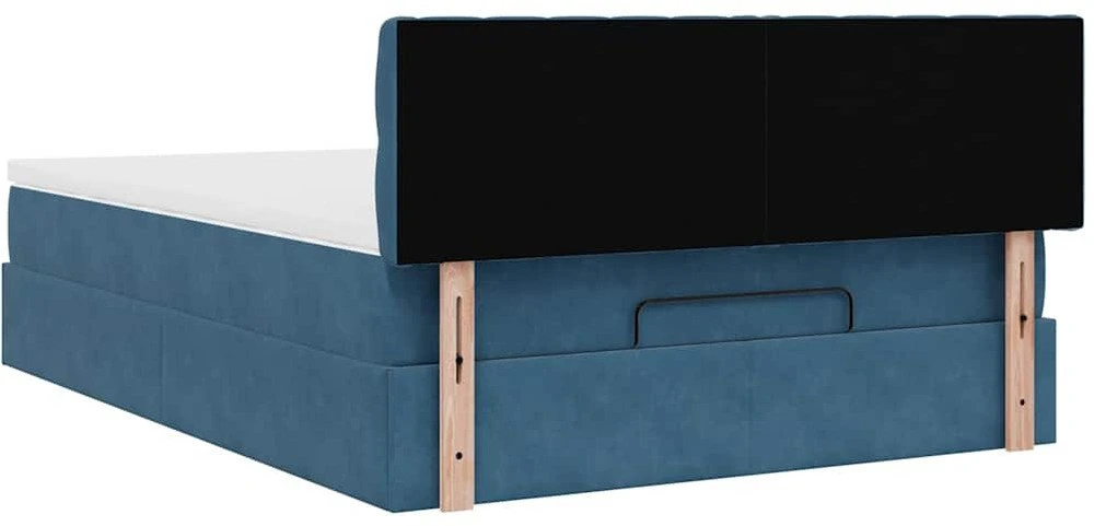 Osmanų lova su čiužiniu ir LED Tamsiai mėlyna 140x190cm Velvet
