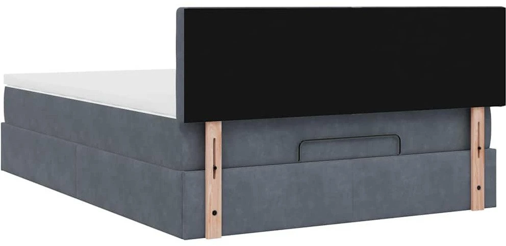 Osmanų lova su čiužiniu ir LED Tamsiai Pilka 140x200cm Velvet