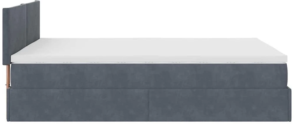 Osmanų lova su čiužiniu ir LED Tamsiai Pilka 140x200cm Velvet