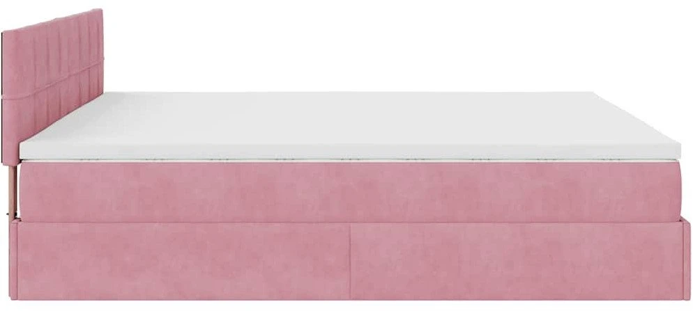 Osmanų lova su čiužiniu ir LED Rožinis 160x200cm Velvet