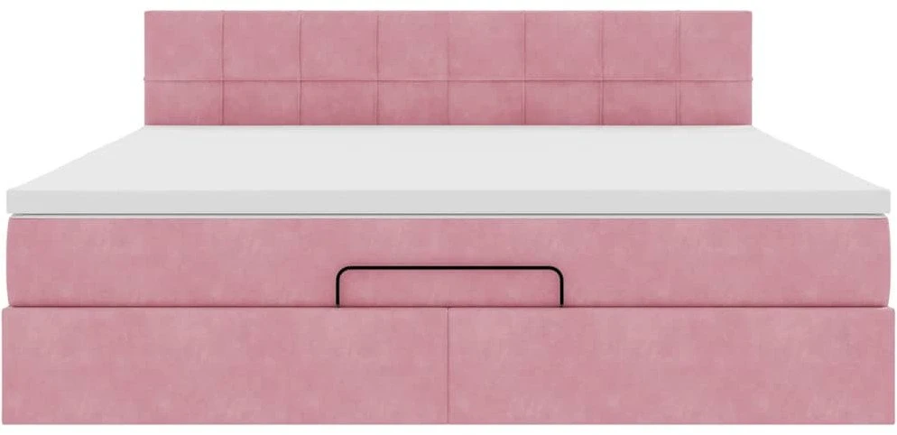 Osmanų lova su čiužiniu ir LED Rožinis 160x200cm Velvet