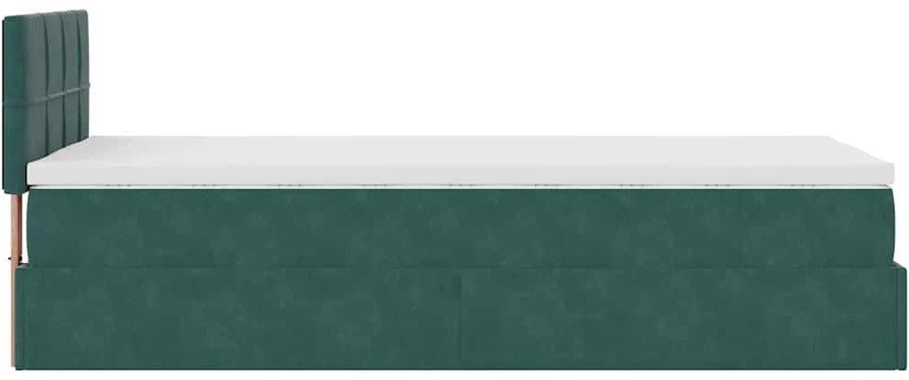Osmanų lovos rėmas su čiužiniu, žalias, 100x200cm, aksomas