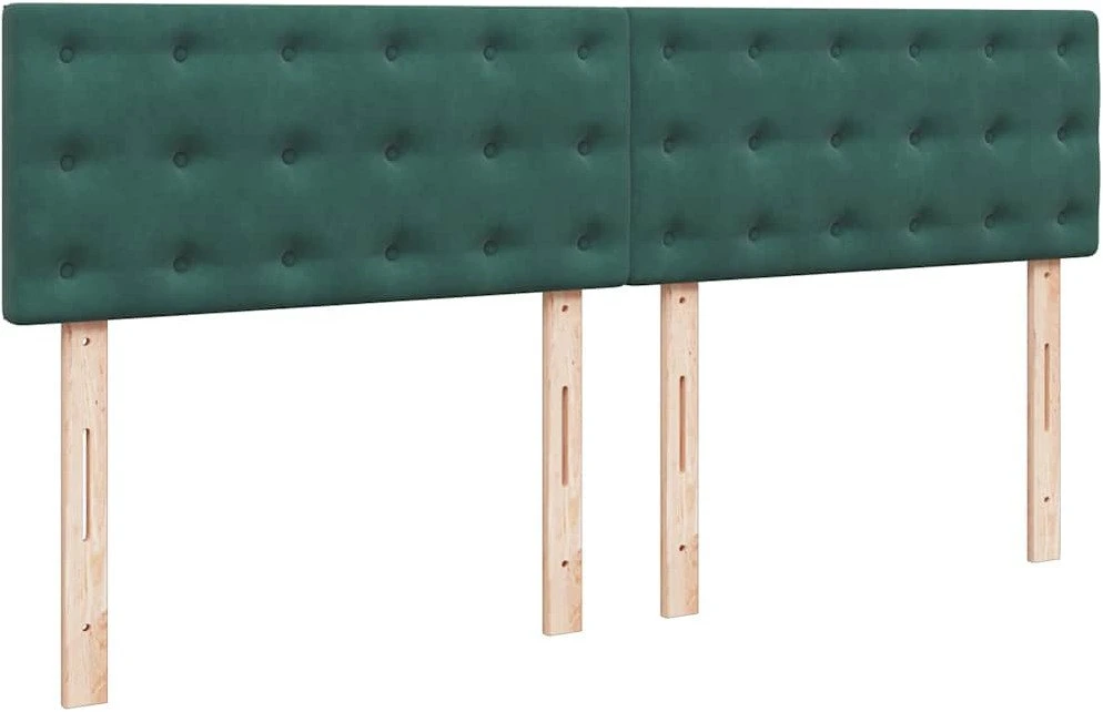 Osmanų lova su čiužiniu ir LED Tamsiai žalia 160x200cm Velvet