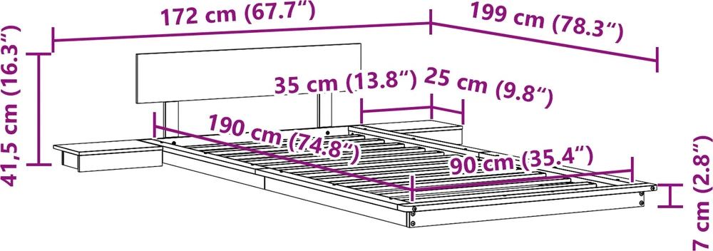 Lovos rėmas Ruda 90 x 190 cm Medis
