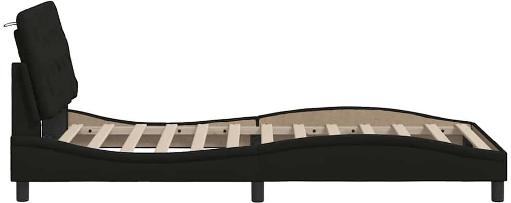 Lovos rėmas su LED be čiužinio, juodos spalvos, 100x200 cm