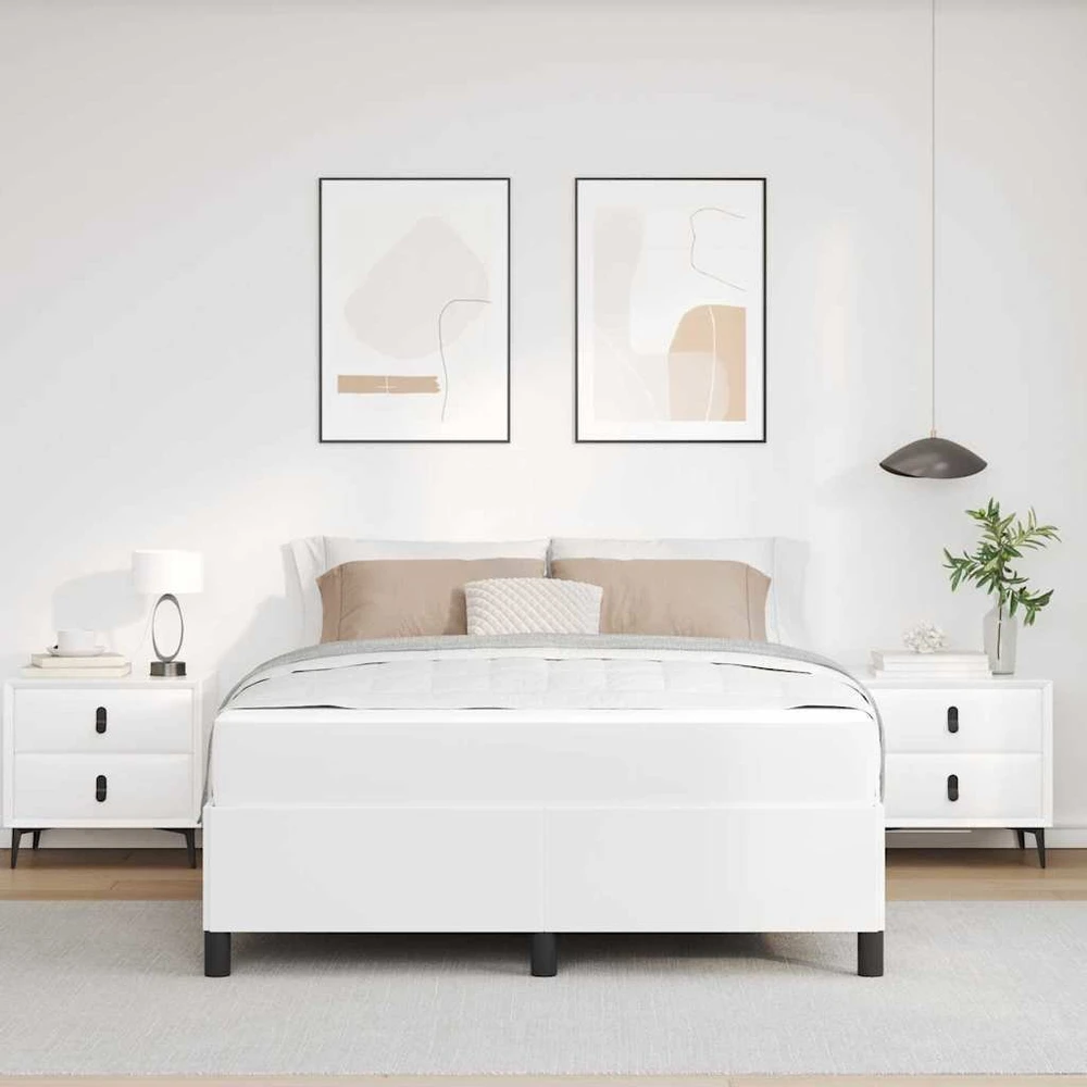 Lovos rėmas su čiužiniu Balta 140 x 200 cm audinys