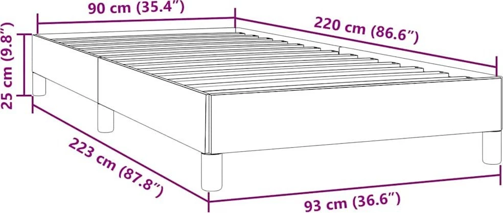 Lova Lovos rėmas be čiužinio Rožinis 90x220 cm aksomas