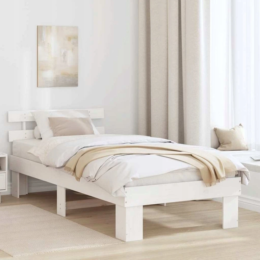 Lovos rėmas Balta 90 x 200 cm Kietos pušies mediena
