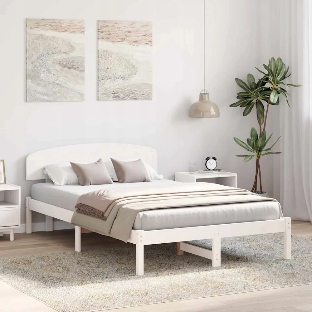 Lovos rėmas Balta 120 x 200 cm Kietos pušies mediena
