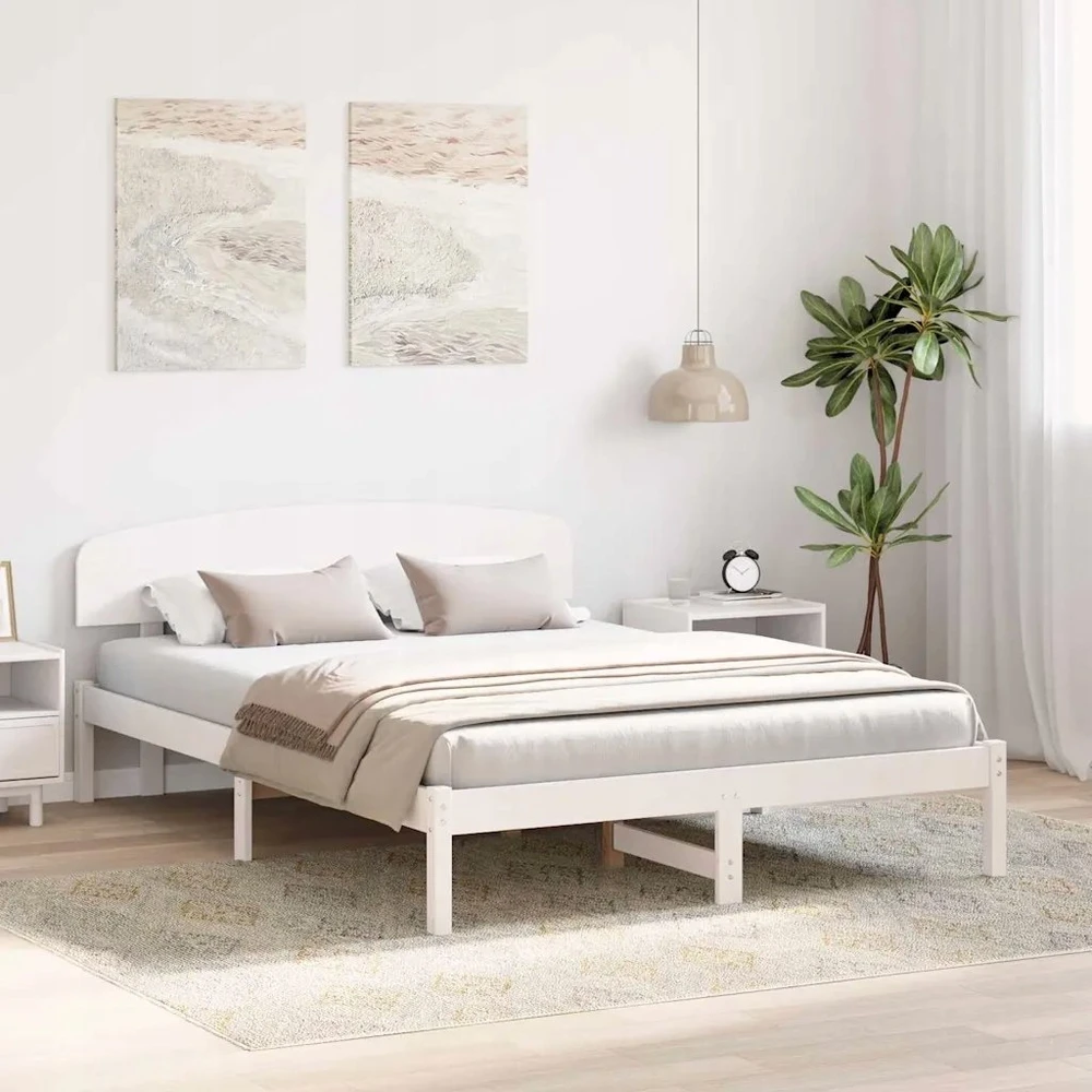 Lovos rėmas Balta 160 x 200 cm Kietos pušies mediena