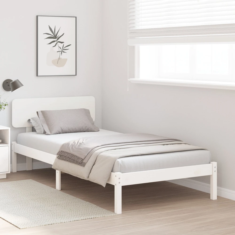 Lovos rėmas Balta 90 x 200 cm Kietos pušies mediena