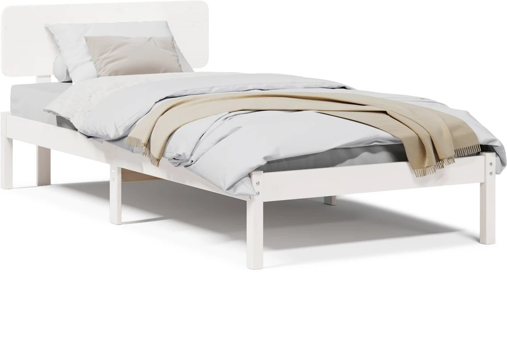 Lovos rėmas Balta 90 x 200 cm Kietos pušies mediena