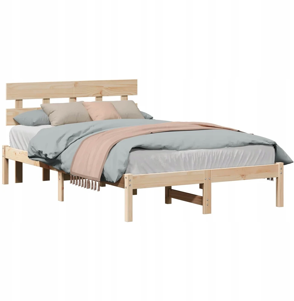 Lova Lovos rėmas Ruda 135 x 190 cm Pušies medienos masyvas