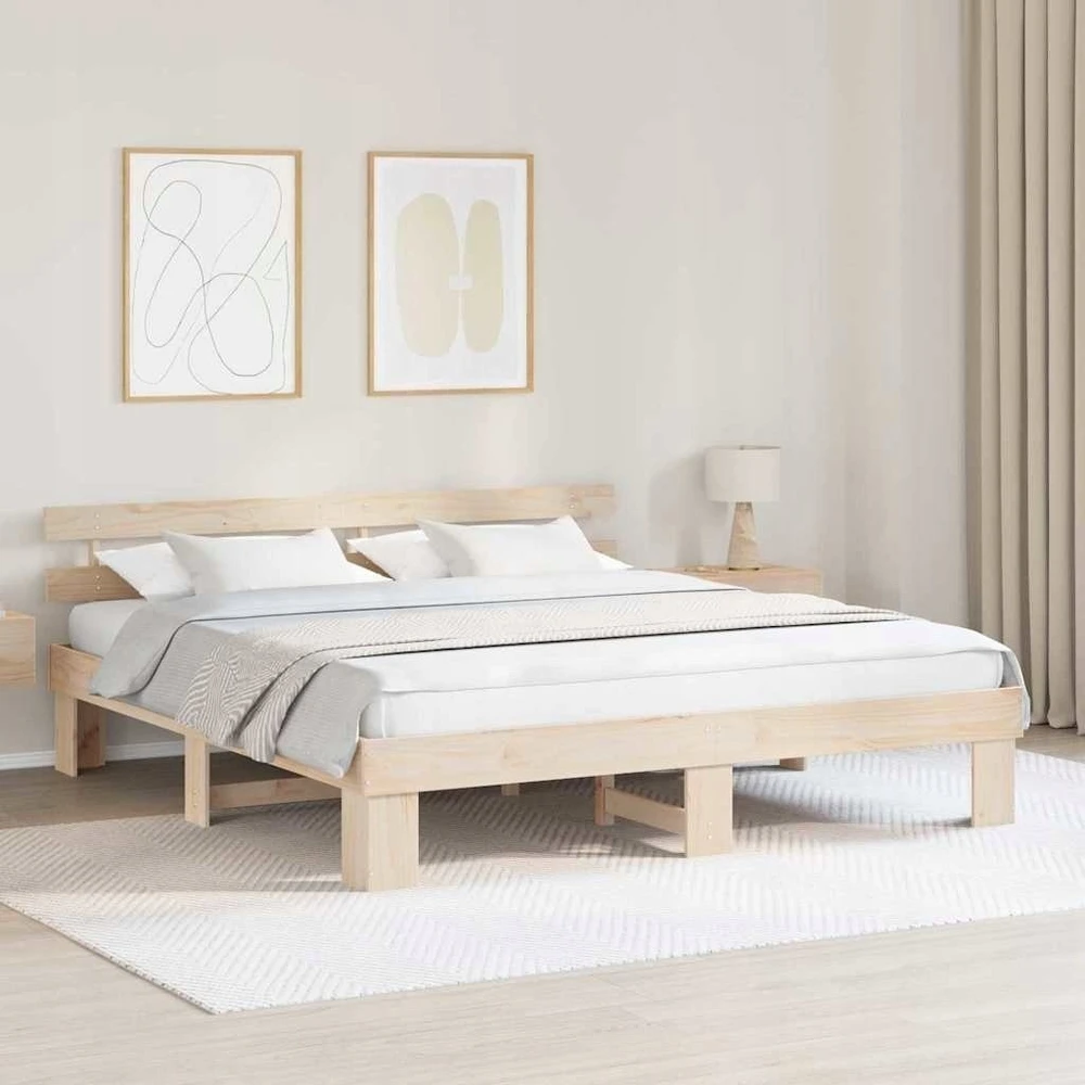 Lovos rėmas Natūrali 200 x 200 cm Kietos pušies mediena